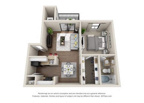 a floor plan with a bedroom and a living room